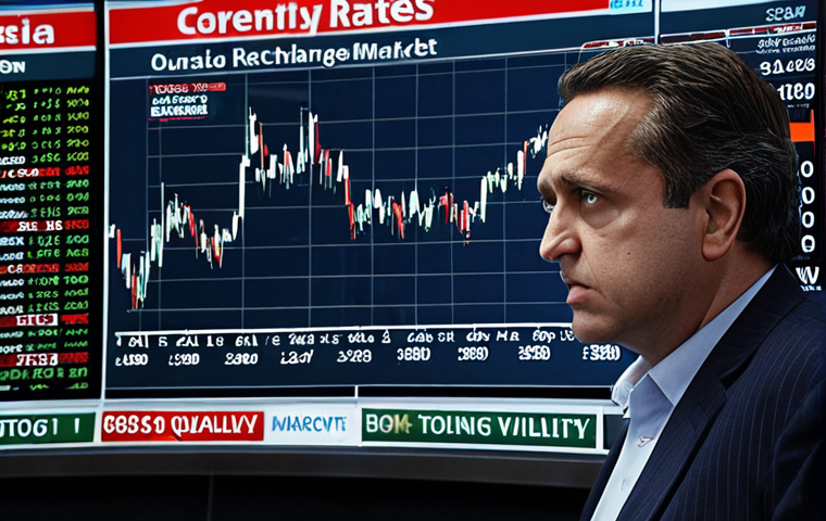 **

"A dynamic stock market chart displaying currency exchange rates fluctuating rapidly, overlaid with news headlines about political instability and economic announcements. Include a worried-looking investor watching the screen intensely. The style should be modern and slightly chaotic, reflecting market volatility."

**