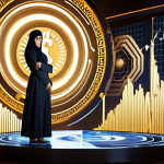 A serene and confident Arab businessman or businesswoman stands firmly on a illuminated, stable platform, symbolizing financial security. Around them, the background shows a dynamic, yet controlled, swirling vortex of various international currency symbols and abstract digital charts, representing market fluctuations. Subtle elements like a transparent shield or anchor visually convey protection against volatility. The overall atmosphere is one of calm assurance and strategic control in the face of global economic currents. Warm, professional lighting.