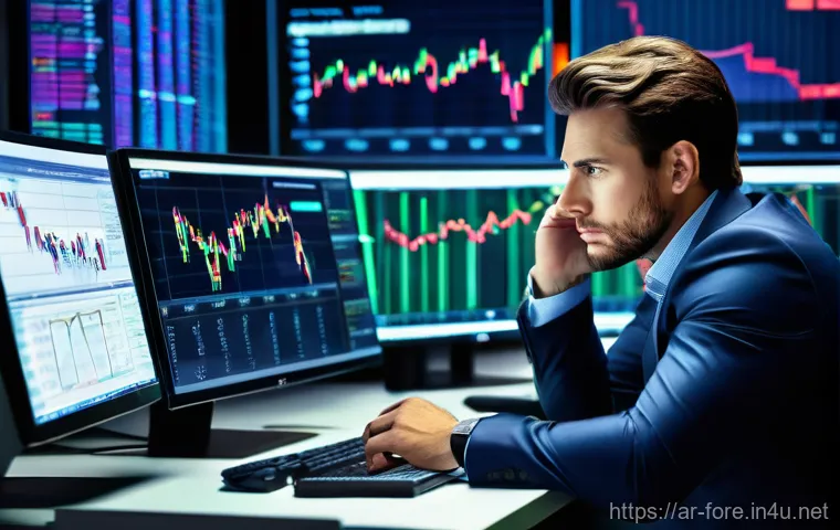 외환관리사 경력 개발 로드맵 - **A Focused Forex Professional in a Modern Trading Environment:**
    A determined male professional...