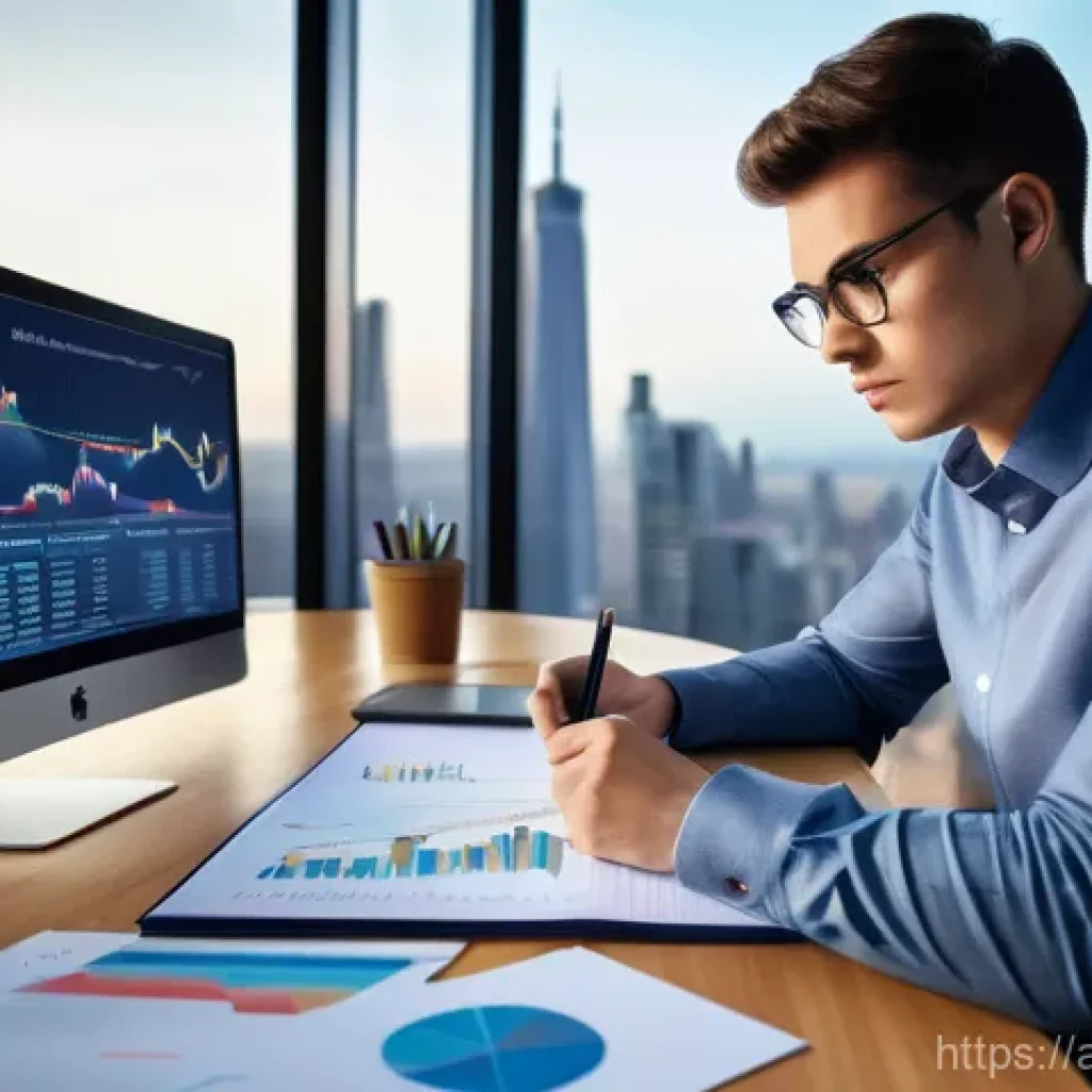 외환관리사와 글로벌 금융 사례 - **Prompt:** A focused and determined young adult (appears 18-25 years old) sitting at a sleek, moder...