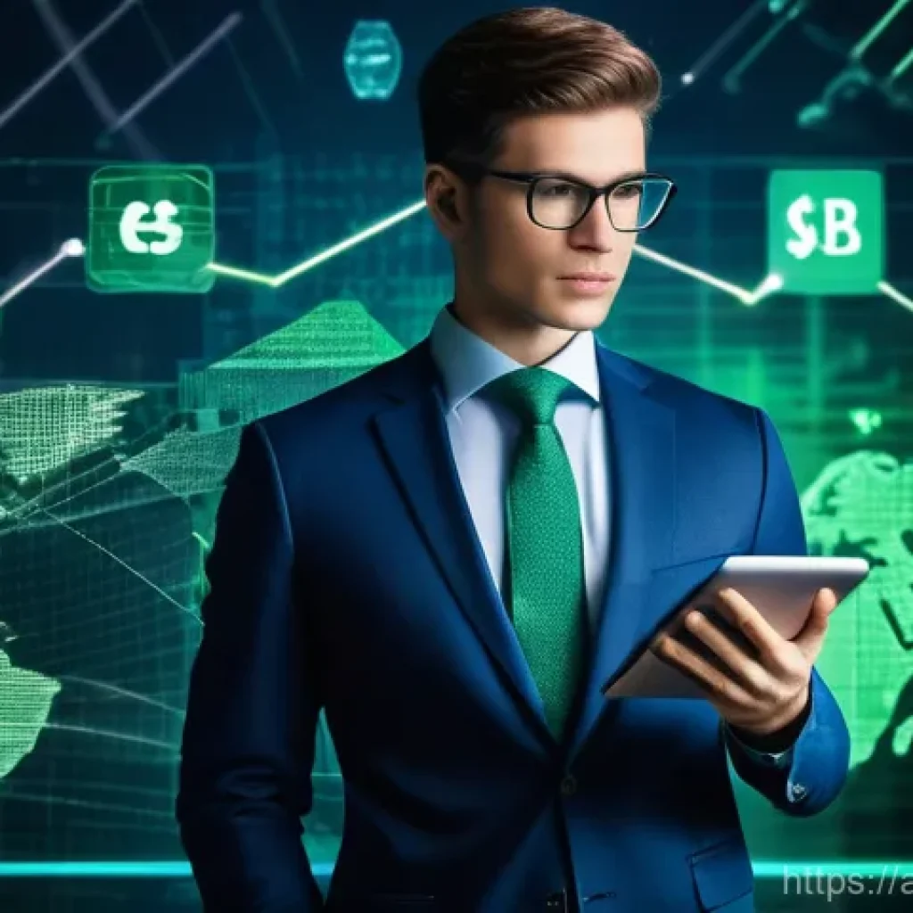 외환관리사와 외환 위험 분석 - **Prompt:** A young, determined professional, dressed in smart business casual attire (fully clothed...