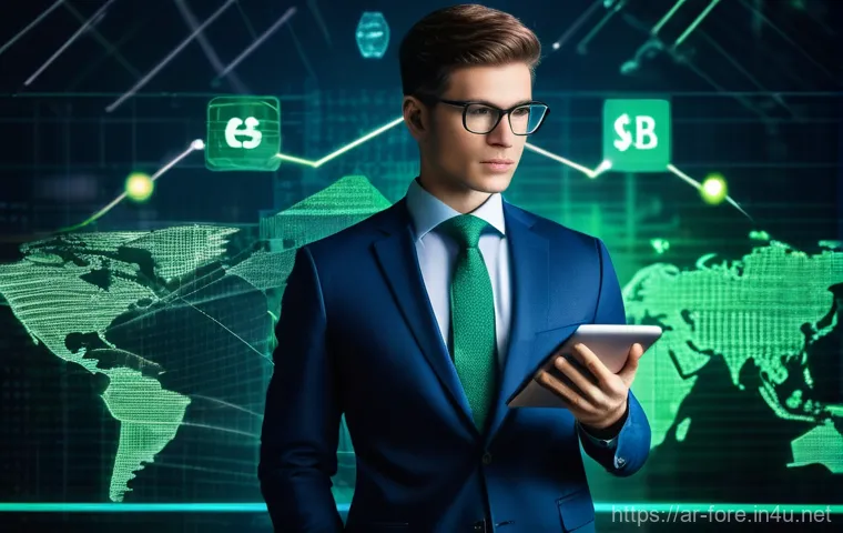 외환관리사와 외환 위험 분석 - **Prompt:** A young, determined professional, dressed in smart business casual attire (fully clothed...