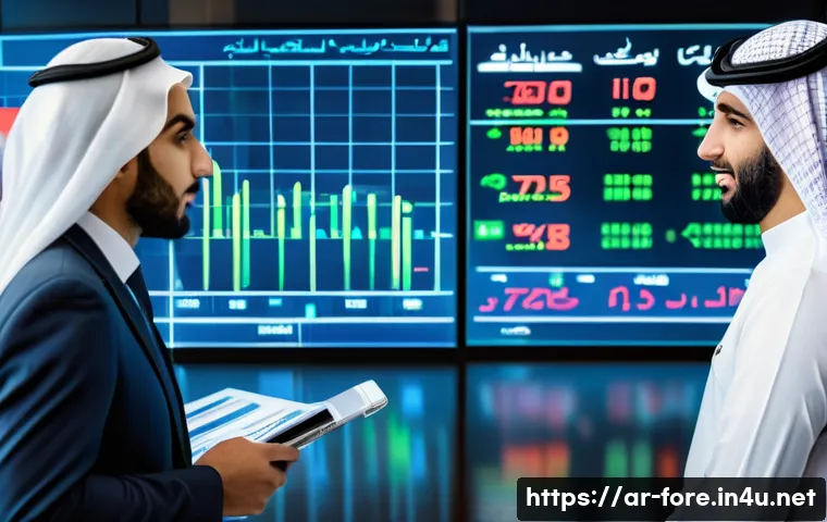 외환관리사와 글로벌 금융 위기 사례 - A professional Middle Eastern multinational corporate office setting with a diverse team of men and ...