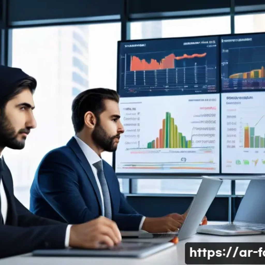 외환관리사와 환위험 헤징 사례 - A modern Middle Eastern corporate office scene showing a diverse team of professionals analyzing for...