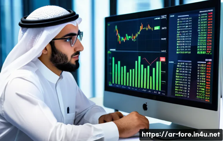 외환관리사와 외환 거래 세금 관리 - A professional Arab male forex trader in a modern office setting, reviewing detailed tax documents a...