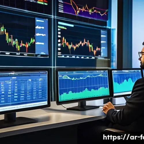 외환관리사와 외환 정책 보고서 작성 - A sophisticated Middle Eastern financial office setting showing a professional foreign exchange mana...