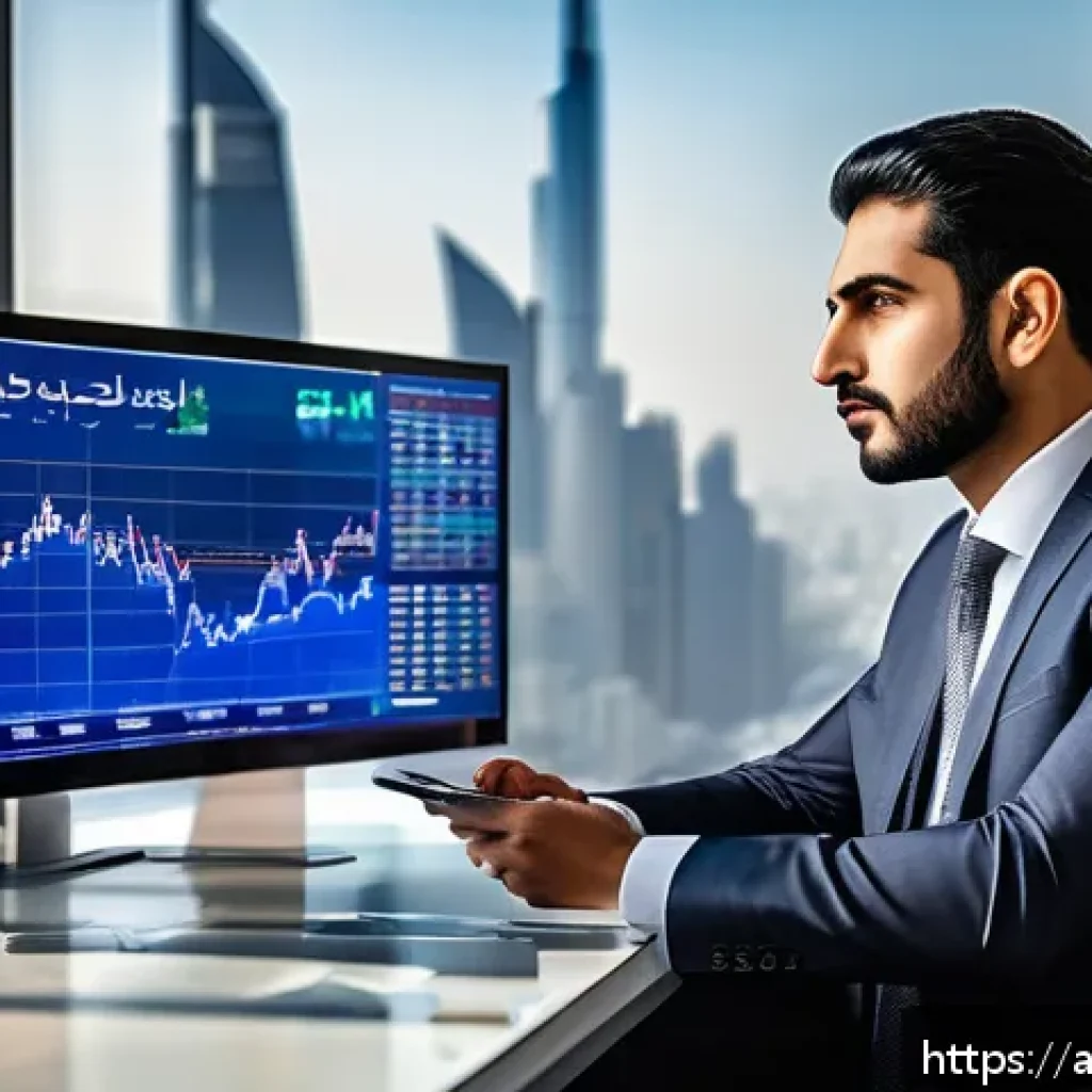 외환관리사와 글로벌 투자 전략 - A sophisticated Middle Eastern financial analyst in a modern office overlooking a city skyline with ...