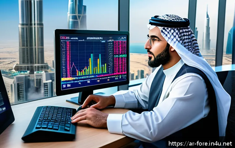 외환관리사와 외국환거래법 - A detailed digital artwork depicting a professional Arab financial advisor in traditional attire (th...
