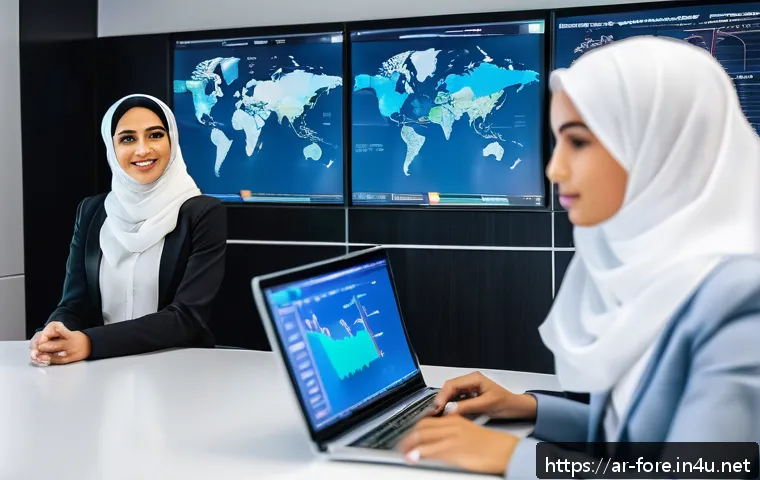 외환관리사와 사내 교육 프로그램 - A modern corporate training room in a Middle Eastern office setting, with a diverse group of profess...