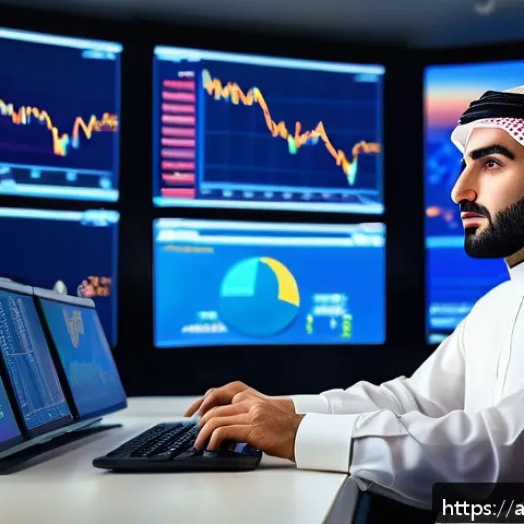 외환관리사와 외환 정책 제안 방법 - A sophisticated financial analyst in traditional Middle Eastern attire, sitting at a sleek modern de...