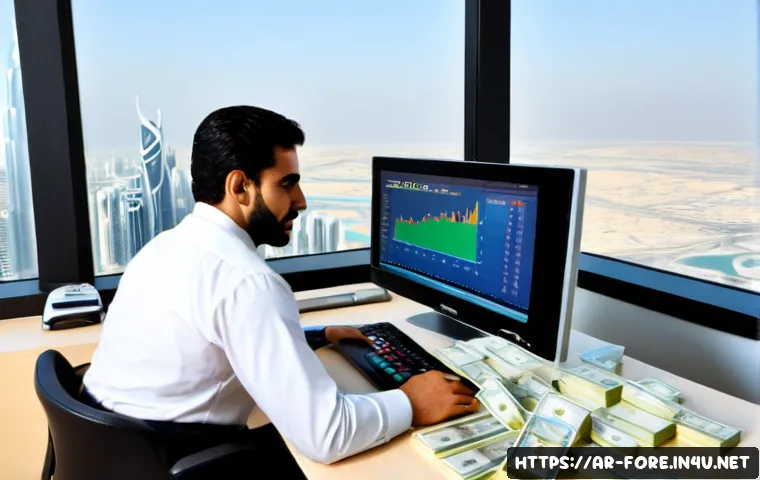 Home 17 외환관리사와 외환 거래 성공 사례 연구 분석 - Photorealistic Middle Eastern foreign exchange manager in modest professional business attire review...